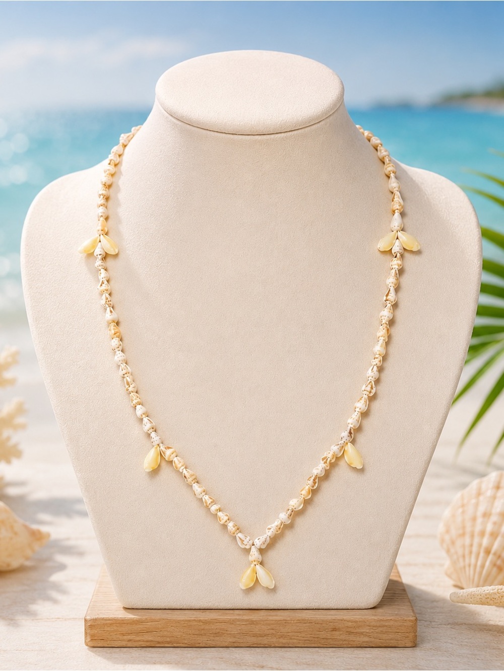 Seashell Genuine Beaded Drop Necklace